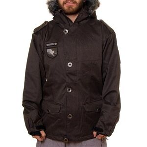 Sessions Brown Hooded Ski Snowboard Jacket Recco Avalanche Rescue Men’s Medium